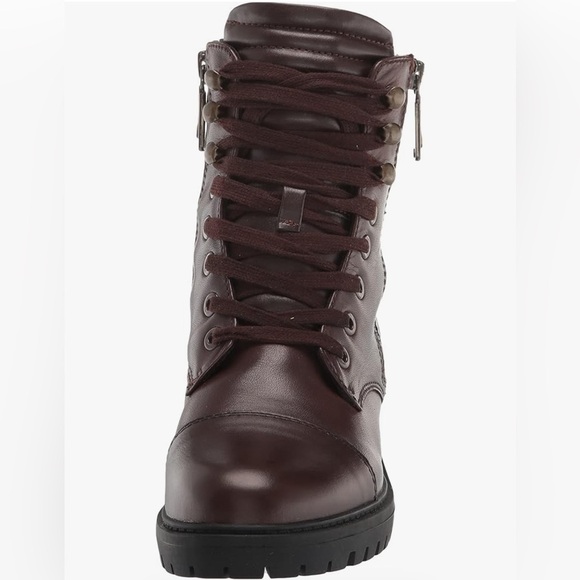 Blondo Women's Mady Combat Boot 6 waterproof laces doubble zipper brown leather - Picture 2 of 14